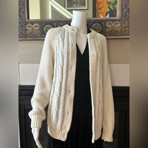 VTG Cream Cable Knit Cardigan button up